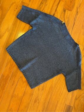 GAP Women's Shimmery Navy Gold Zipper Accent Knit Sweater medium